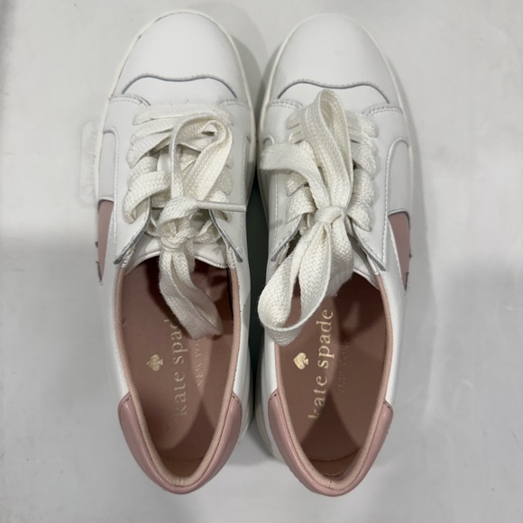 NWOT Kate Spade White Sneakers with Pink Heart Accent - Picture 3 of 6
